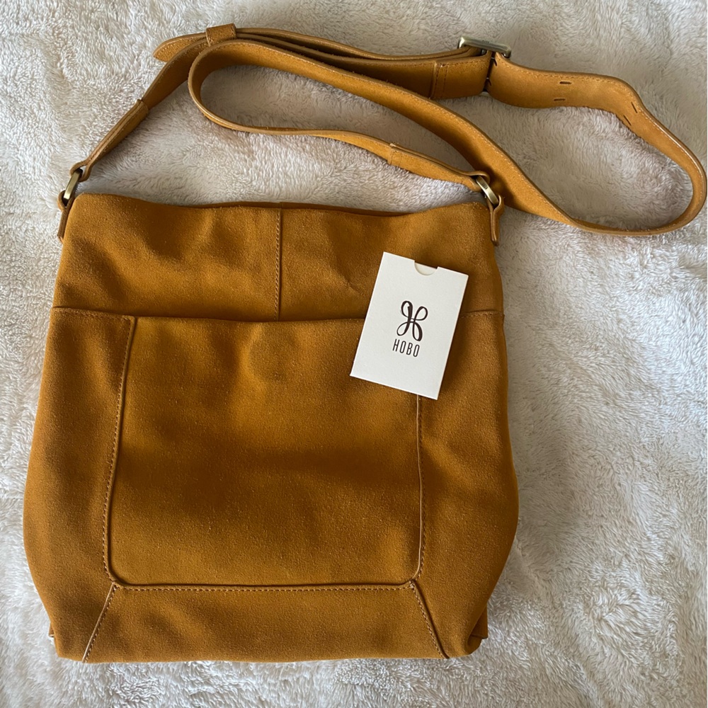HOBO Mustard Suede Shoulder Bag